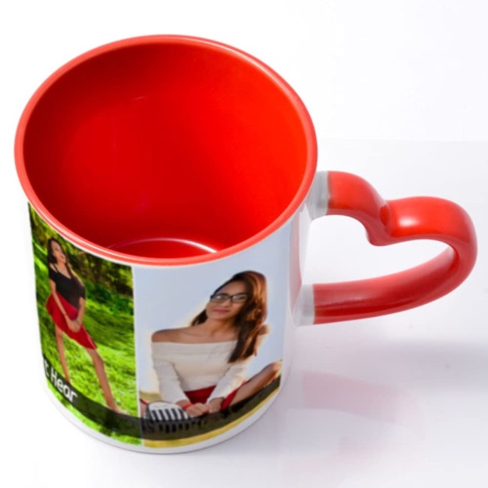 Personalised Heart Handle Printed Mugs