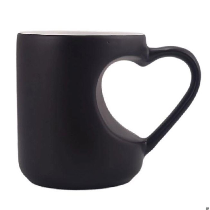 Personalised Heart Cut Handle Printed Mugs